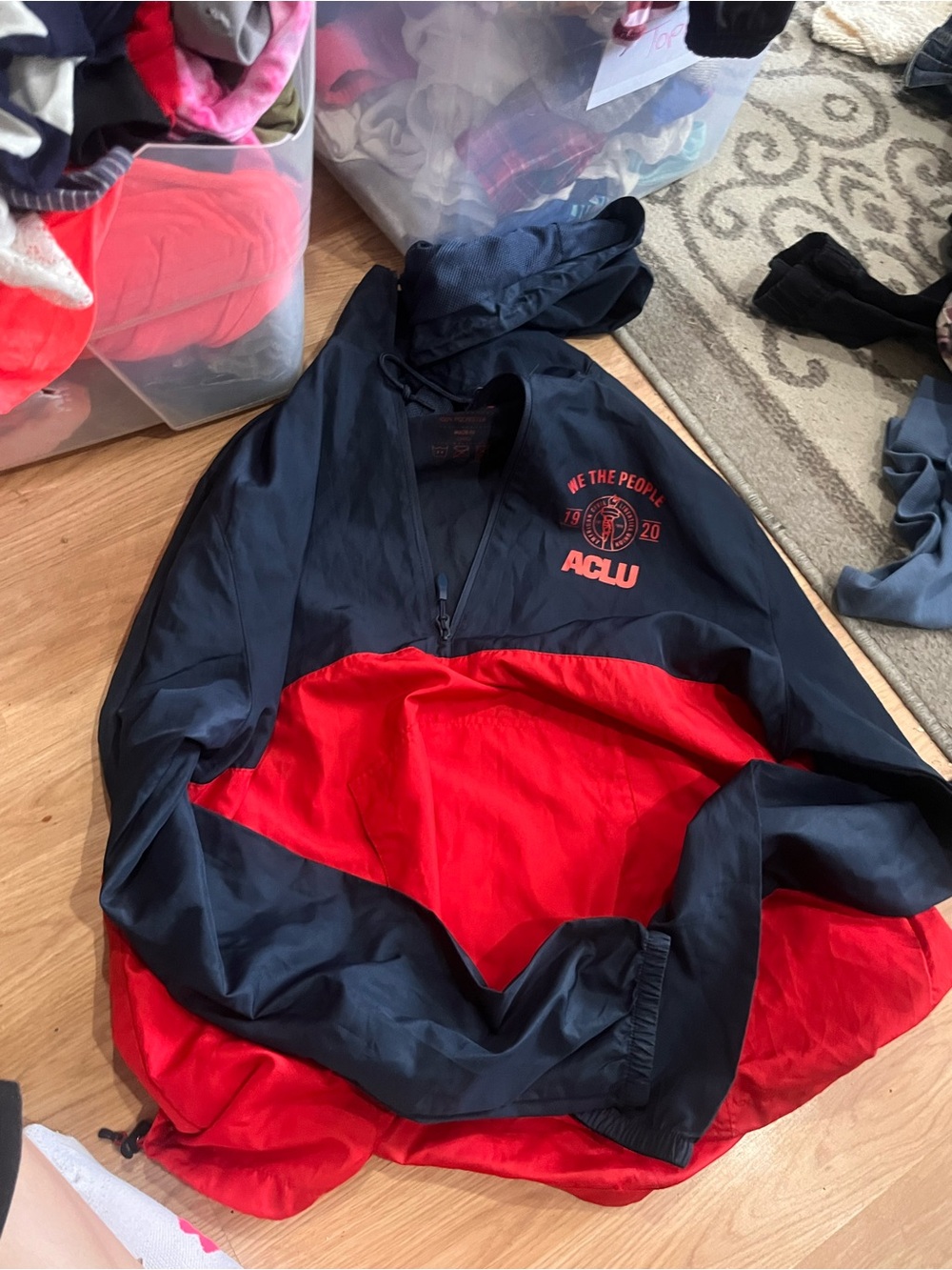 ACLU xl Red & Navy Hooded Jacket